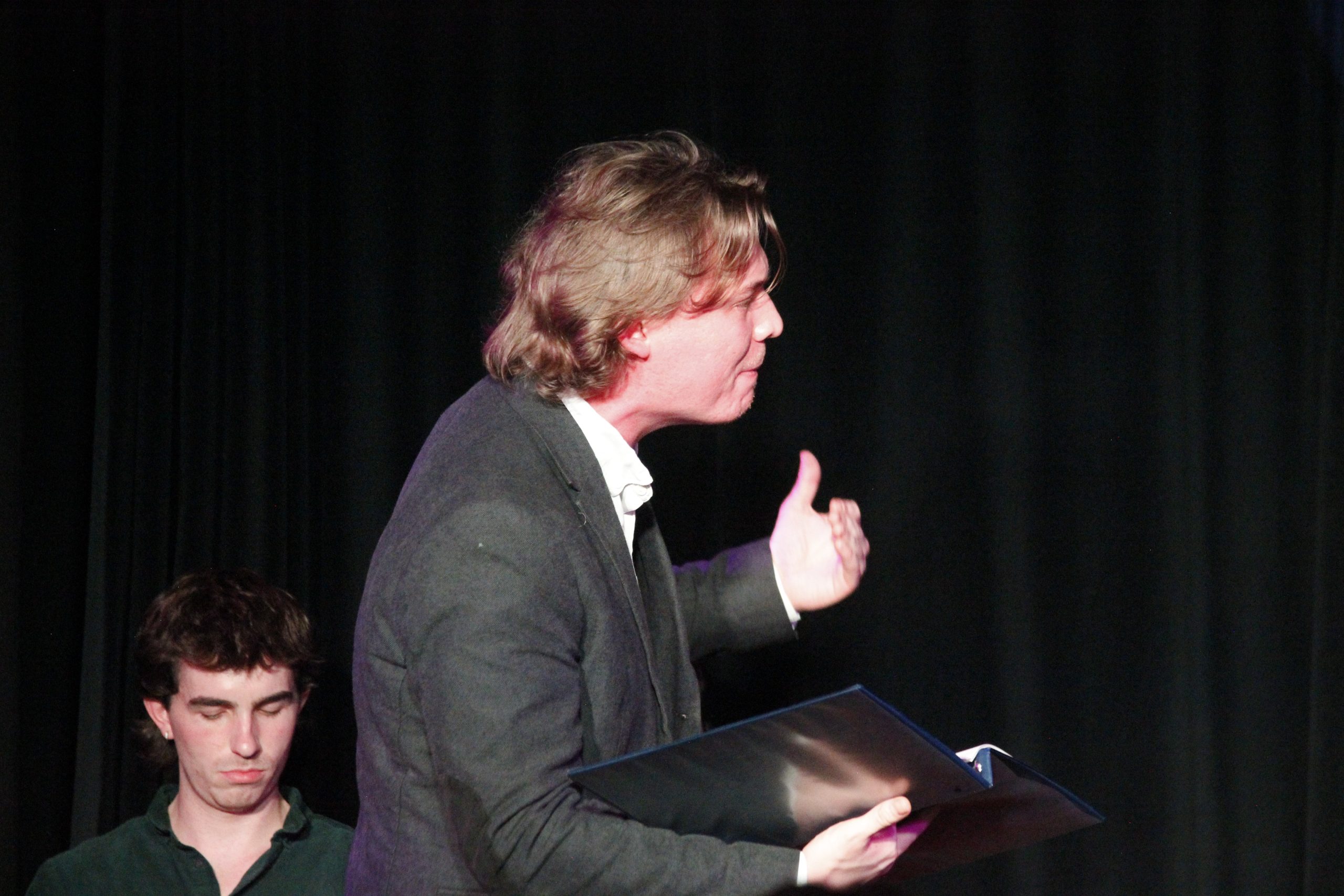 Adam Schween in the Next Life Theatre Workshop of the Scarlet Pimpernel by Brayden Stallman and Ava Pirie